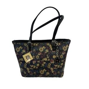 GAL Floral Tote Purse Shoulder Bag Faux Leather Snap Large Bag Charm New Tags